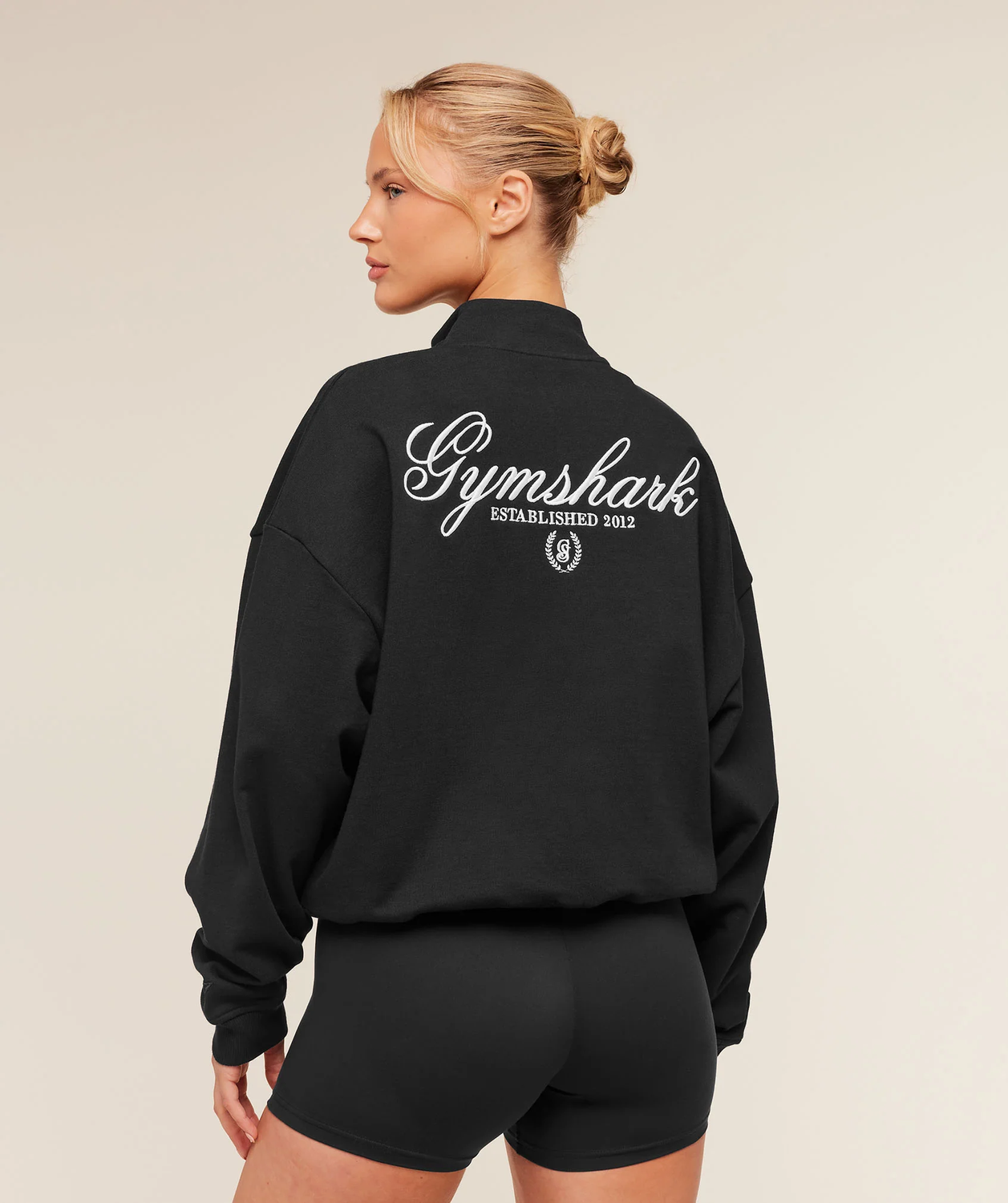 Script Embroidery Oversized Zip Through Oversized Fit