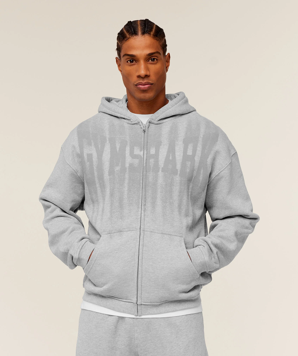 Fade Graphic Zip Through Hoodie Oversized Fit