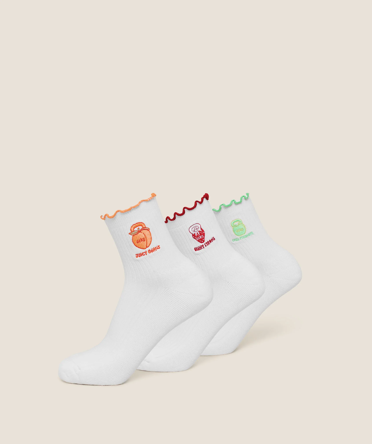 Fruity Graphic Midi Frill Socks 3Pk