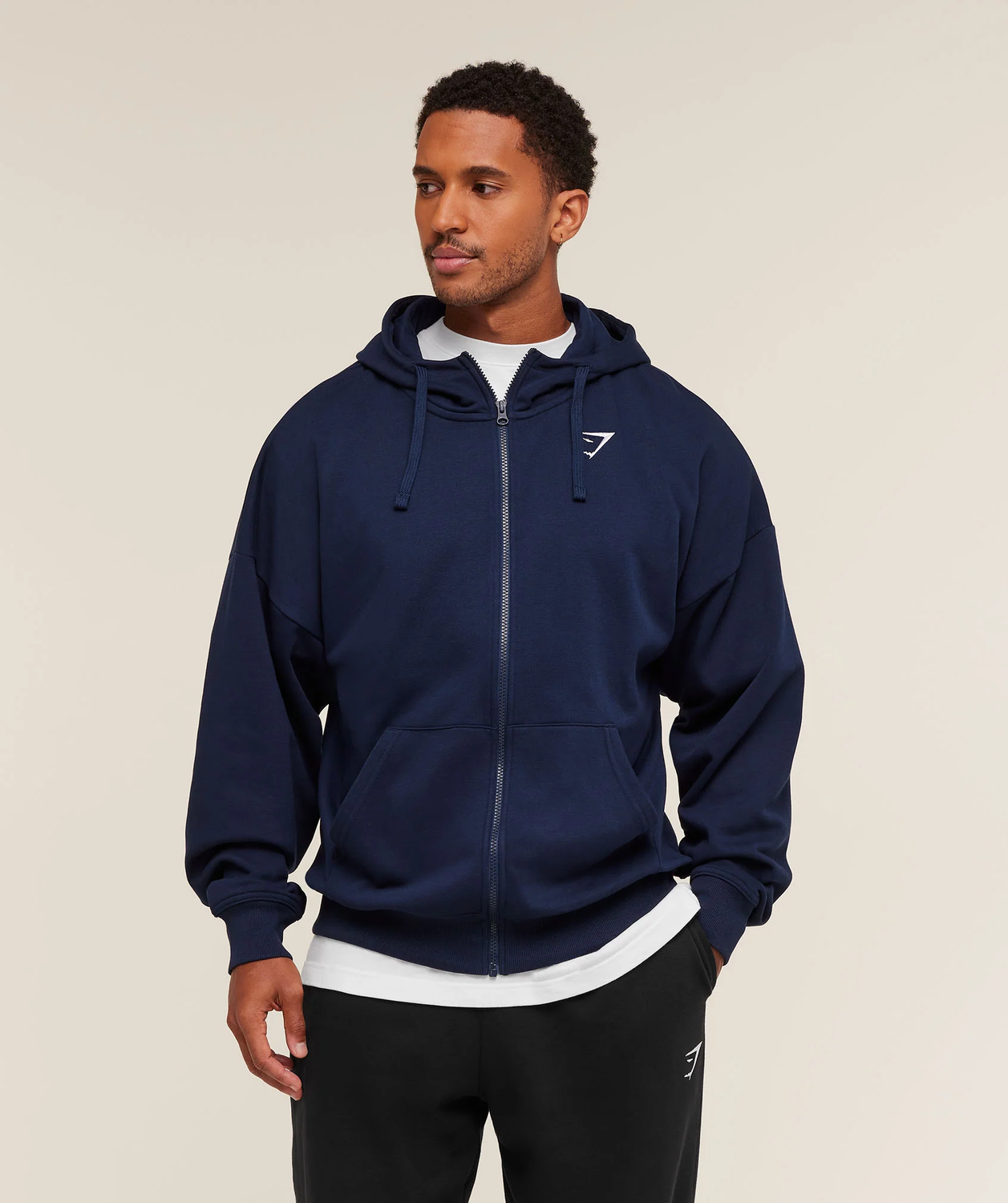 Crest Oversized Zip Up Hoodie