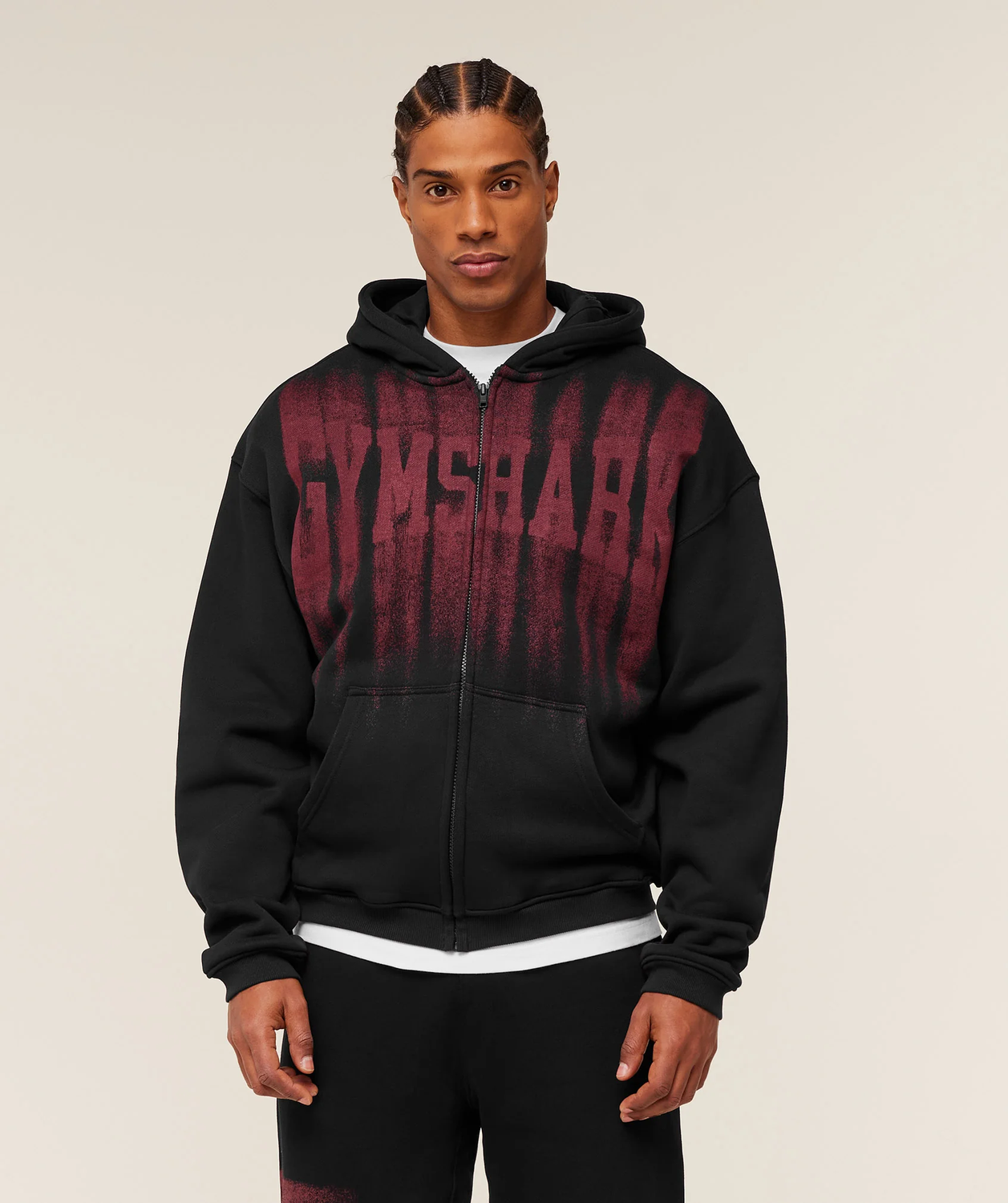 Fade Graphic Zip Through Hoodie Oversized Fit