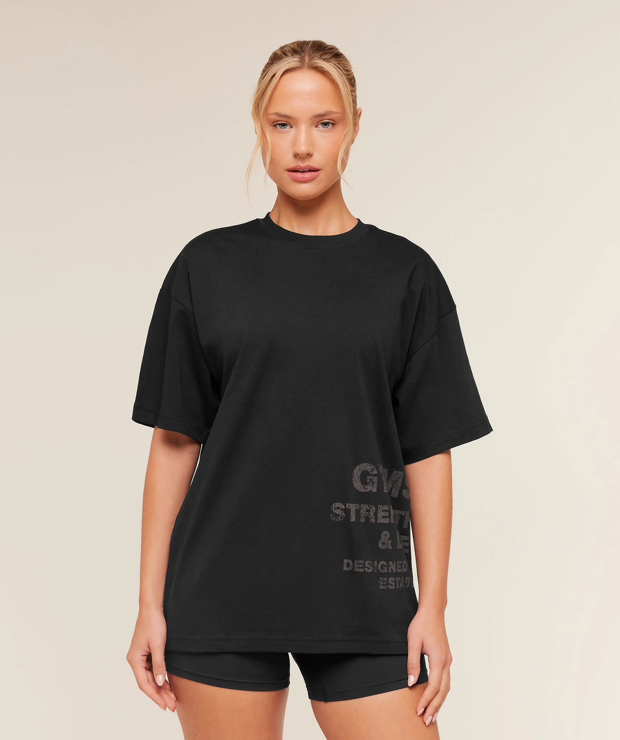 Stacked Graphic Short Sleeve T-Shirt Oversized Fit