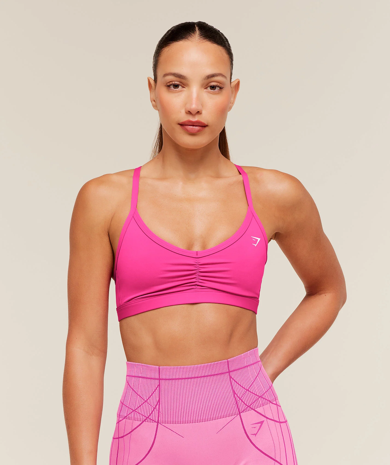 Ruched Strappy Sports Bra Light Support