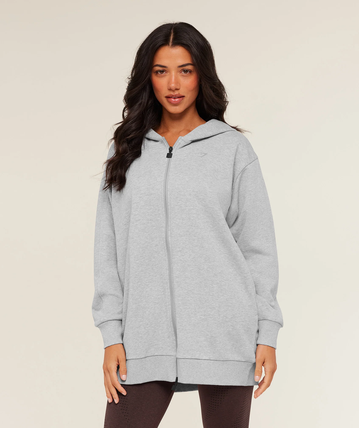 Covered Longline Zip Up Hoodie Oversized Fit