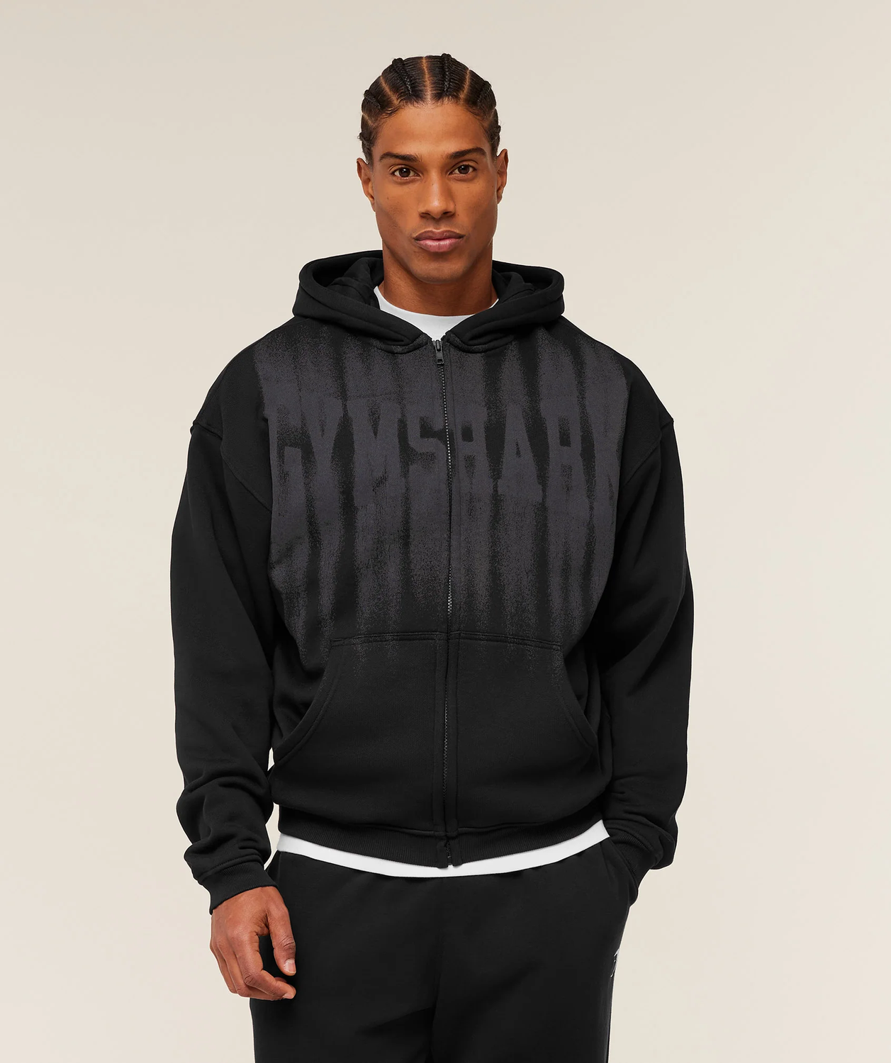 Fade Graphic Zip Through Hoodie Oversized Fit