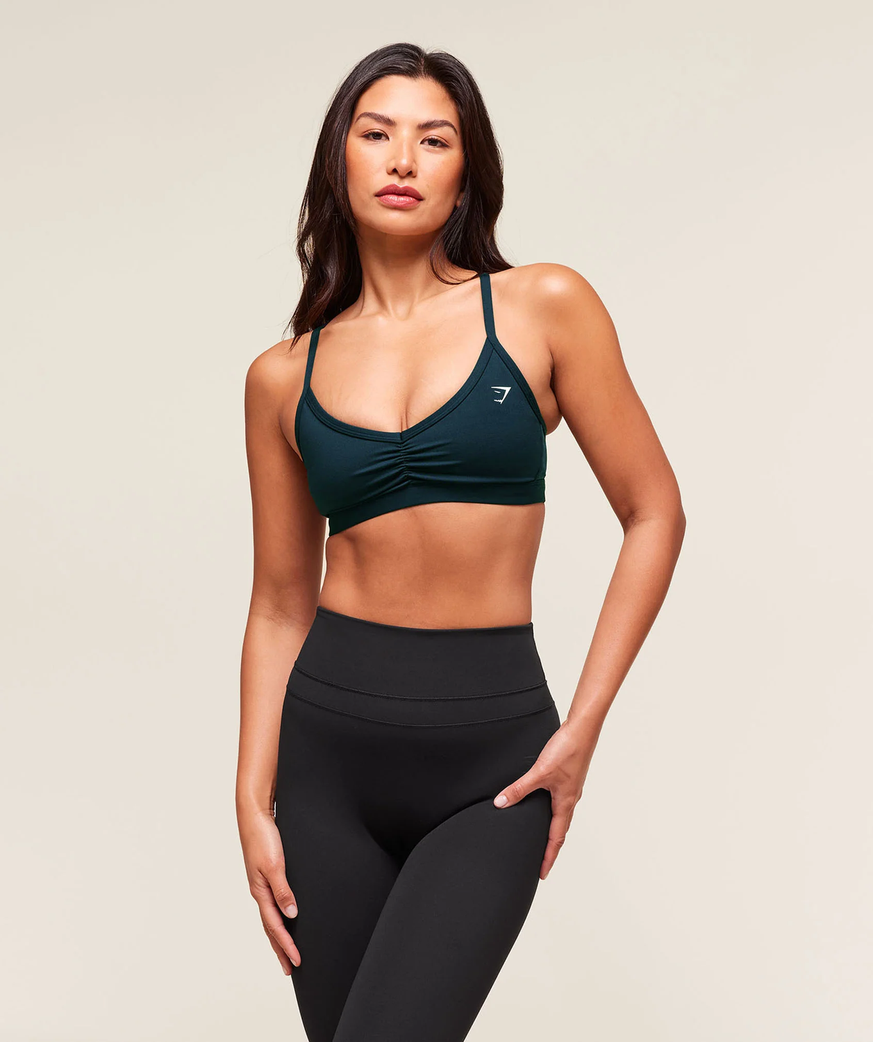 Ruched Strappy Sports Bra Light Support